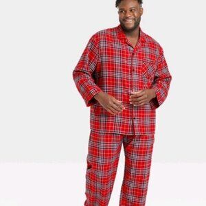 🆕🎄 Wondersho Men’s Plaid Flannel Pajama Set – Red Available Size: 2XL